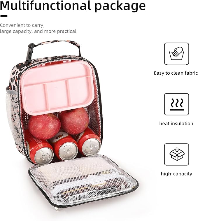 Lovoeo Lunch box Lunch bag for men women Insulated Lunchbox Lunch bags for Work Picnic Travel (Leopard)