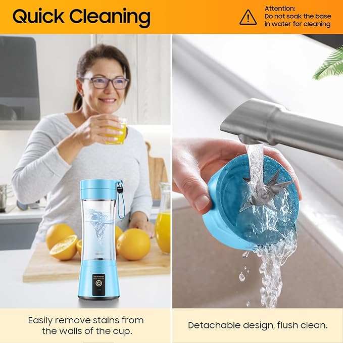 Cordless Personal Size Portable Blender - 380Ml Blender Smoothies and Shakes, BPA Free Traveling Juice Cup with Powerful Blending, Freshly Squeezed in Sports/Travel/Home
