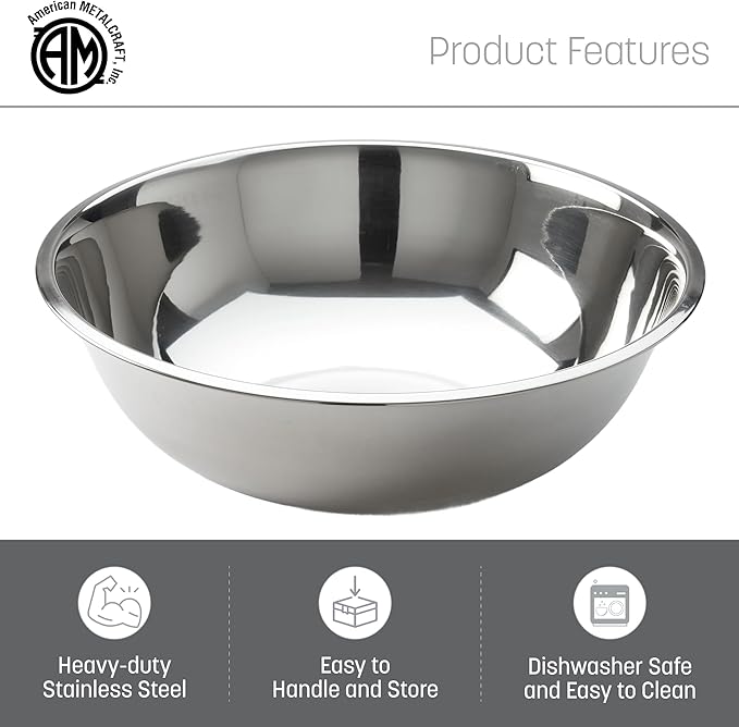 American Metalcraft 20 qt Stainless Steel Mixing Bowl,Silver