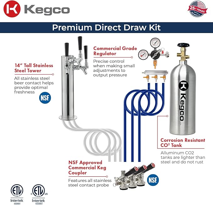 Kegco Kegerator 24" Wide Triple Tap Black Digital Beer Dispenser K309B-3
