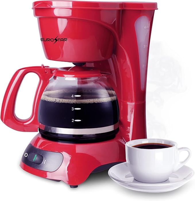 EUROSTAR ECM621R 4-Cup Coffeemaker, Red