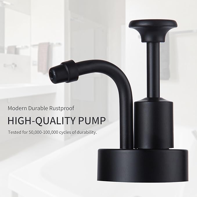 Enra Glass Soap Dispenser with Window, 17oz Dark Gray Stainless Steel Hand Pump for Bathroom Kitchen - Countertop Lotion Bottle (Dark Gray-Round-Liquid)