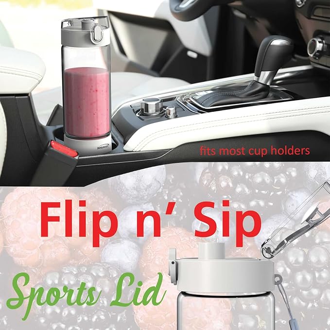 Brentwood 50-Watt 17-Oz. Portable Battery-Operated USB-Chargeable Glass Blender (White)
