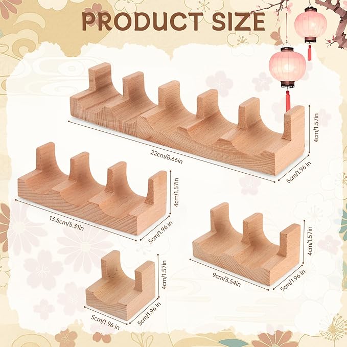 Wooden Taco Holder Stand for Sushi Hand Roll, Temaki & Sushi Roll – 1/2/3/5 Slot Sushi Display Tray, Natural Wood Serving Platter (10 pcs per Pack) (5 Slots (10 pcs))