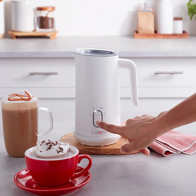 Instant Pot Instant Milk Frother, 4-in-1 Electric Milk Steamer, 10oz/295ml Automatic Hot and Cold Foam Maker and Milk Warmer for Latte, Cappuccinos, Macchiato, From the Makers of Instant 500W, White