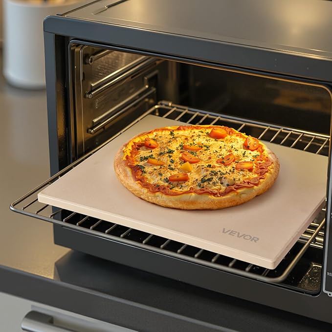 VEVOR Pizza Stone, 16 x 14 x 0.6 Inch Rectangular Cordierite Pizza Stone, Large Baking-Stone with Scraper, 1450℉ Heat-Resistant Cordierite Cooking Stones for Kitchen Bake Oven, BBQ Grill