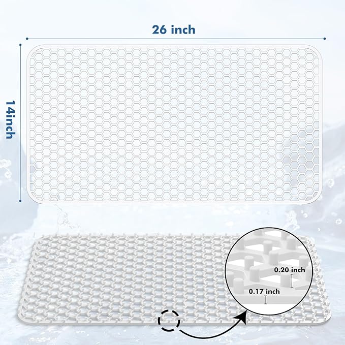 Bestjing Silicone Sink Protectors for Kitchen Sink - 26"x 14" Kitchen Protector Accessory, Non-Slip Heat Resistan Mat for Bottom of Farmhouse Stainless Steel Porcelain, Dishwasher Safe (White)