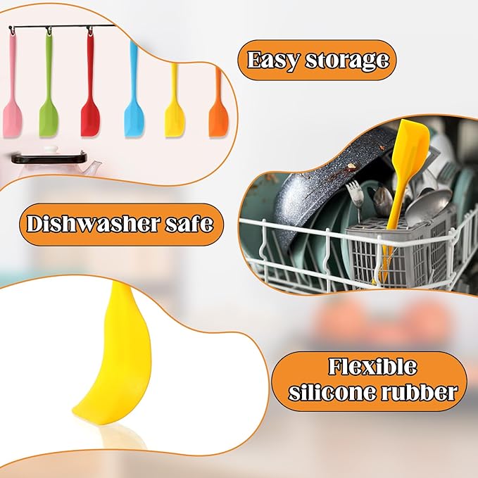 28 Pcs Mini Silicone Spatulas Bulk 8.3 Inch Small Rubber Spatula Non-stick Spatulas Set Flexible Heat Resistant Scrapers for Kitchen Cooking Baking Mixing