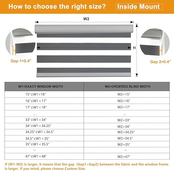 Persilux Cordless Zebra Blinds for Windows Free-Stop Window Blinds (35" W X 47" H, Grey) Dual Layer Light Control for Day and Night, Light Filtering Sheer Shades for Home, Easy to Install