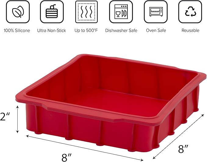 Nuwave Silicone Baking Kit with 8x8-inch Baking Pan & Reusable Cupcake Liners