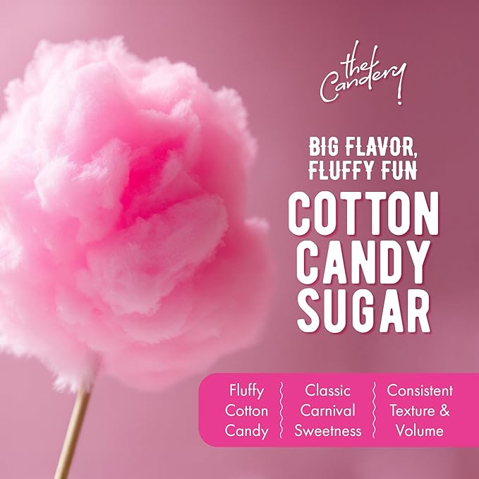 The Candery Cotton Candy Floss Sugar 6lbs 96oz jars- 3 Pack Strawberry, Raspberry Blue and Grape Easy Pour Easy Grip Reusable Jars