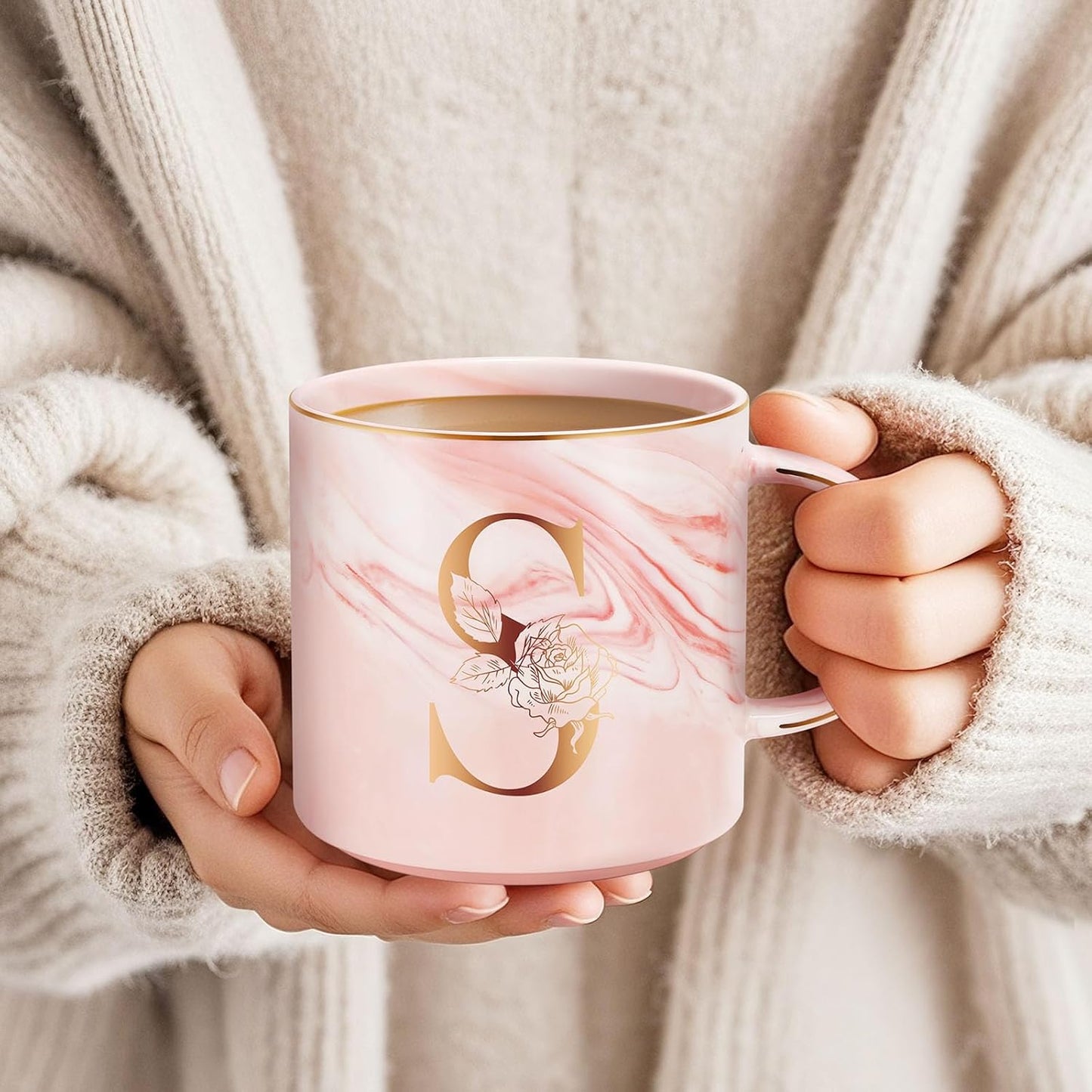 Personalized Gifts for Women Coffee Mug, Initial Customized Gift Monogrammed A-Z Coffee Mug 12 OZ, Christmas Anniversary Birthday Gifts for Women Mom Grandma Friend Sister Wife(S)