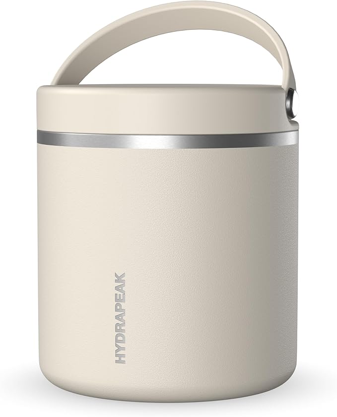 Hydrapeak 25oz Stainless Steel Vacuum Insulated Food Jar | Kids Jar for Hot Food and Cold Food, Wide Mouth Leak-Proof Soup Jar for Adults, 10 Hours Hot and 16 Hours Cold (Stone)