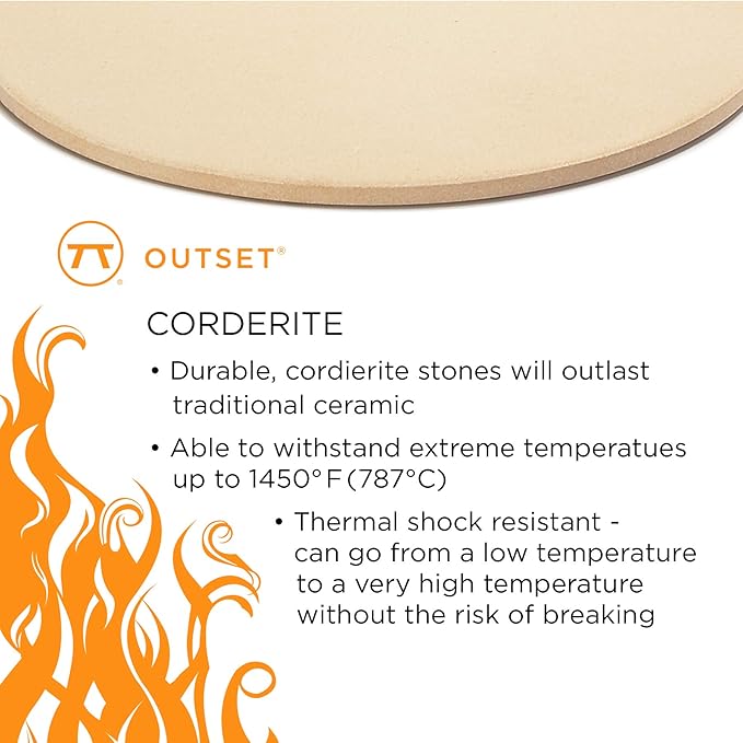 Outset Pizza Stone For Grill and Oven, 14" x 16" Pizza Tile