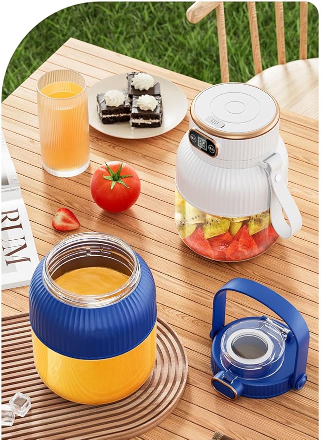 Portable Blender,Portable Blender for Shakes and Smoothies, Personal Size High Speed Blender,21oz USB C Rechargeable Blender for Travel/Picnic/Office/Gym/Sport (WHITE WITH CUP LID)