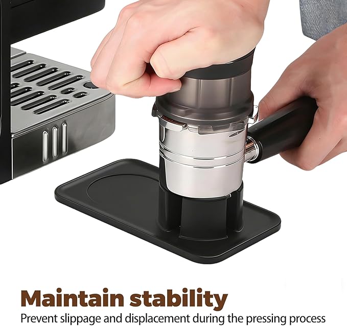 Tamping Mat Compatible with Ninja Luxe Cafe Espresso Machine ES601&ES701, Silicone Portafilter Holder & Tamping Station for Ninja Luxe Coffee, Non-Slip (Black)