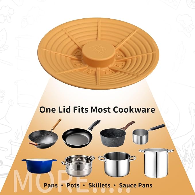 Universal Silicone Lid for Bowls and Small Pots, Food-Grade Silicone, BPA Free, Microwave Cover, Splatter Guard, Heat Resistant, Small 4–8 Inch Food Storage Lid – Orange
