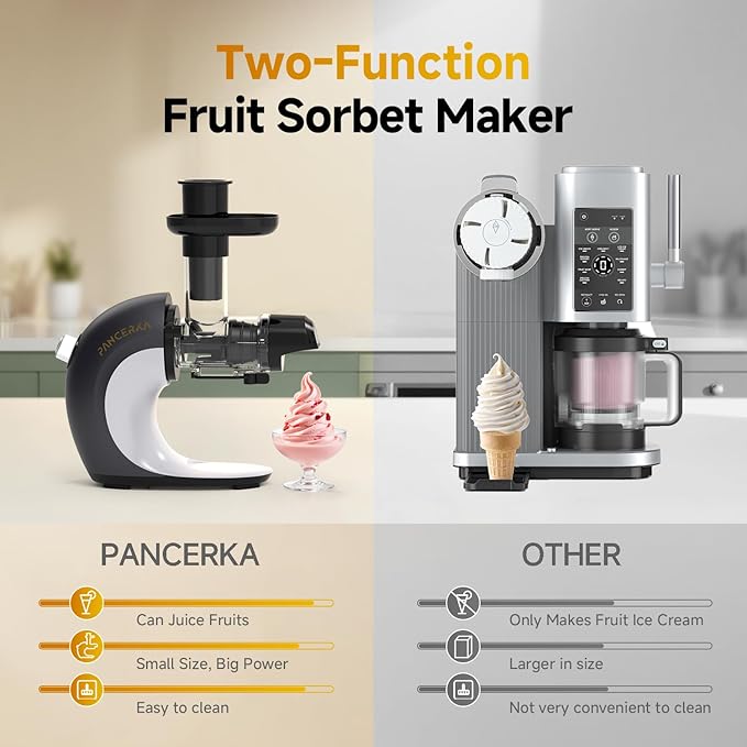 Frozen Fruit Sorbet Maker - Soft Ice Cream Maker for Healthy Vegetarian and Dairy Free Snacks, Easy to Clean