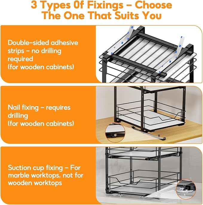 Spice Rack Organizer for Cabinet, 2 Tier Vertical Pull Out Spice Rack – Heavy Duty Metal Spice Organization for Cabinet, 60-Jar Capacity, Height Adjustable Cabinet Organizer, 13.58''Wx10.5''Dx9.5''H