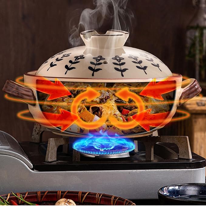 Ceramic Casserole, Japanese Clay Pot Donabe Stone Rice Pot With Lid, Earthen Pot Stockpot Ceramic Casserole Cooker Healthy Cookware Stove Pot Soup Hot Pot(Color:D)