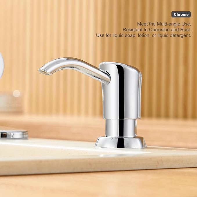 GAGALIFE Built in Counter Soap Dispenser for Kitchen Sink and Extension Tube Kit, Anti-Leakage Upgrade with 40" Tube No More Top Refill (Chrome)