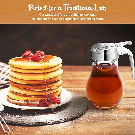 OCS Parts Syrup Dispenser with Lid and Dispensing Thumb Lever | Commercial Grade Liquid Dispensers for Home and Commercial Kitchens (12, 14 OZ)