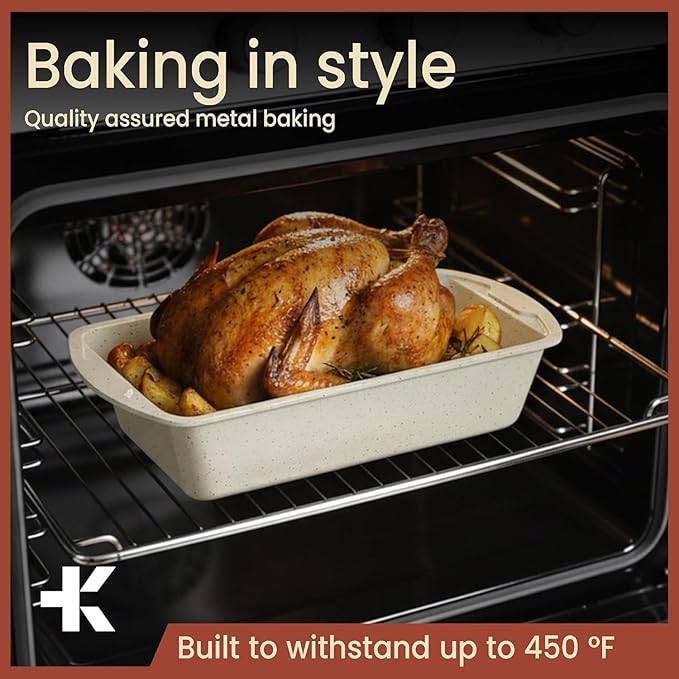 Nonstick Loaf Pan Set Pack of 4, Carbon Steel 11" Large Baking Bread Pan, Oven Safe Up to 450°F, PFOA, PFOS, PTFE Free, Space Saving Stackable Design, Stain Resistant, Dishwasher Friendly,White Marble