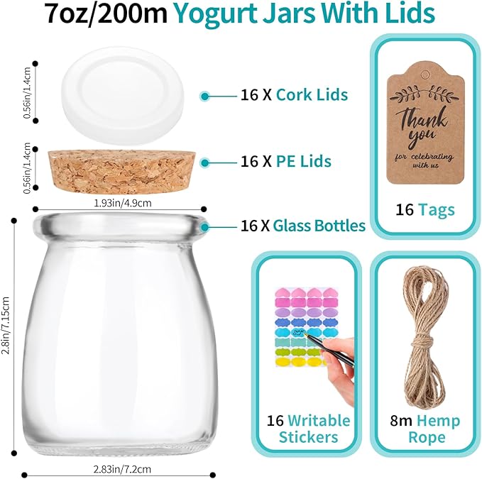 AIXIANG 20 Pack Pudding Glass Bottles Favor Jars with Cork Lid and Seal Cap for Wedding Favors,Baby Shower,Party Favor,Gift Jar, Candy, Spices, with Twine, Labels, Decorative Jars