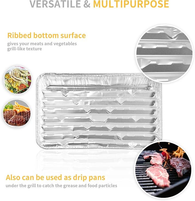 40 Pack Disposable Aluminum Broiler Pan 13 x 9 x 1 inch Aluminum Foil Grill Pans, Disposable Foil Baking Sheet Pans for Oven, Baking, BBQ, Takeout