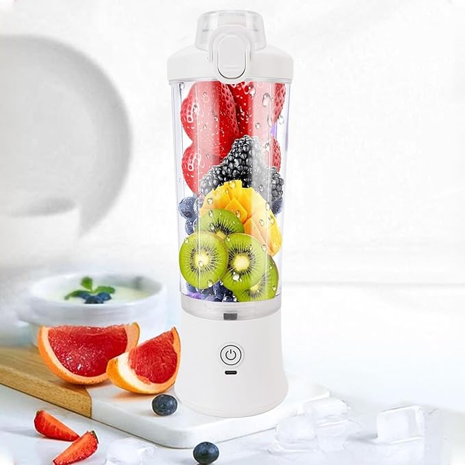 Portable Blender 600ml USB C Rechargeable Mini Juicer Cup with Stainless Steel Blades 18000RPM - Powerful Motor for Smoothies, RGB Light, Travel & Gym Use