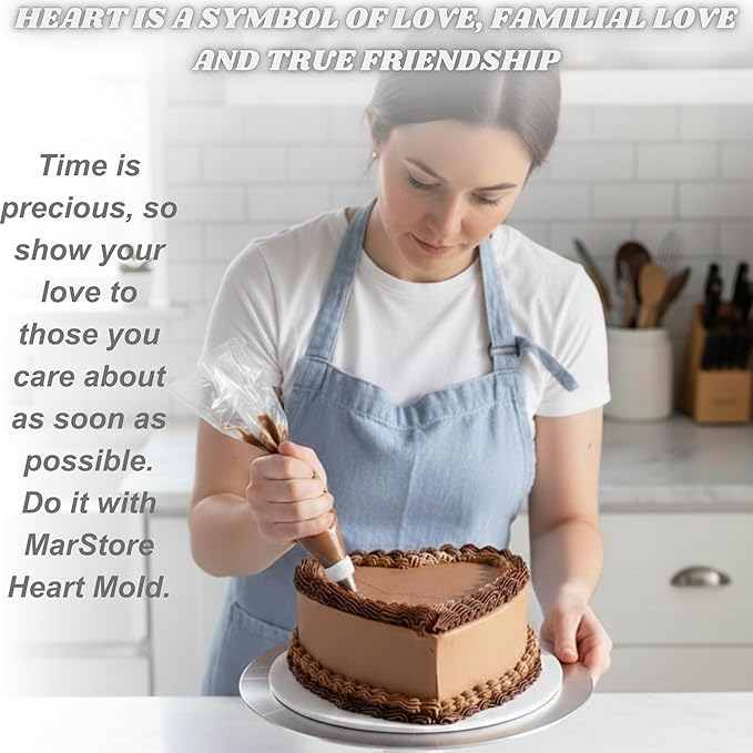 Heart Shaped Cake Pans 8 Inch – Set of 2 Nonstick Silicone Heart Cake Pan for Baking, Oven & Microwave Safe Molds – Durable, Easy-Clean Matte Surface - Grade Novelty Shaped Cake Pans (Gray)