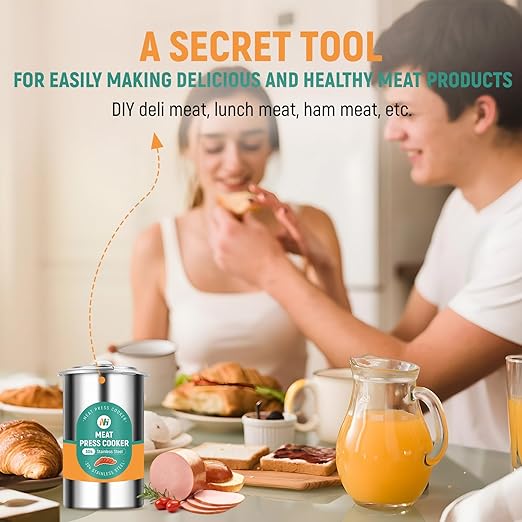 Newhai Deli Meat Maker for Making Ham Deli Lunch Homemade Sandwich Stainless Steel Meat Press Tool Cooker with Thermometer Recipes Cooking Bags