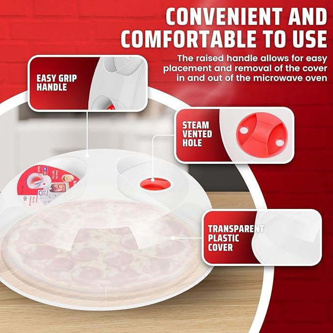 Flexzion 10 Inch Small Microwave Splatter Cover - BPA-Free Anti-Splatter Microwave Cover with Adjustable Steam Vent, Dishwasher Safe, Transparent Plastic Food Covers for Microwave Cooking