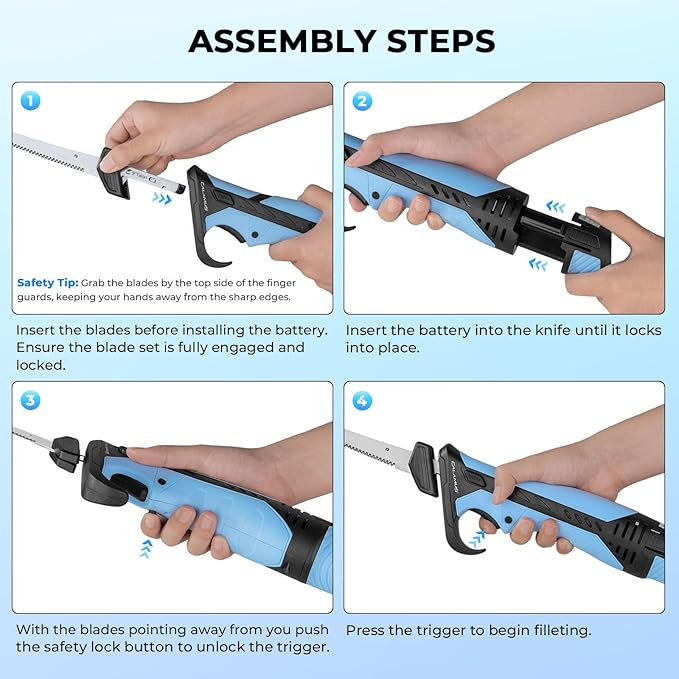 Calamus BladeVolt Rechargeable Cordless Electric Fillet Knife, 27,000 RPM High Torque Motor, 2 Type-C Long-lasting Batteries, 4 Razor-sharp Blades, Fishing Gear for Filleting Fish, Fishing Gifts for Men