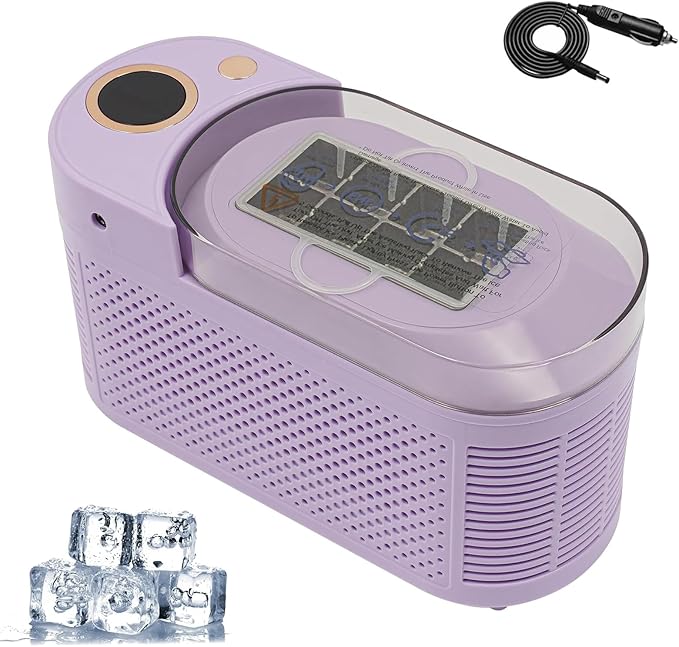 Mini Ice Making Machine, Compact Countertop Ice Maker, 8 Cubes in 15 Mins, 120W Dual Powered Automatic ICES Box with Clear Cover, Good Heat Dissipation, for Home, Office, Camping Use