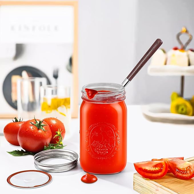Miuyhji Wide Mouth Mason Jars 32 oz with Lids [2 Pack], Canning Jars with Metal Airtight Lids and Bands, Glass Jars for Fermenting, Pickling, Freezing, Preserving, Meal Prep, Jar Décor