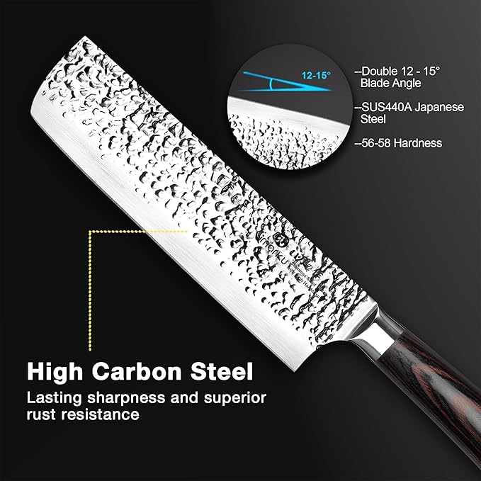 imarku Nakiri Knife,7 Inch High Carbon Stainless Steel Japanese Chef Knife,Razor Sharp Chopping Vegetable and Meat Cleaver Kitchen Knife with Ergonomic Handle,Mothers Day Gifts for Mom
