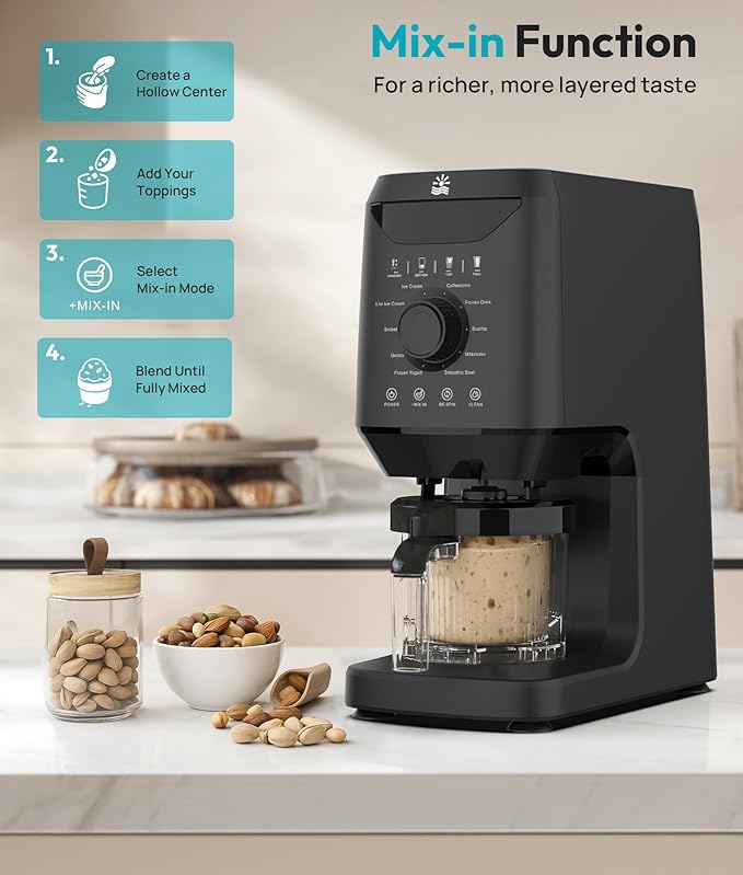 Rellytech Homemade Ice Cream Maker Machine - 12-in-1 Ice Cream Maker with 2 Pint Containers & Lids, Gelato, Sorbet and Frozen Yogurt Maker, Self-Cleaning, Pre-freeze for 24 Hours