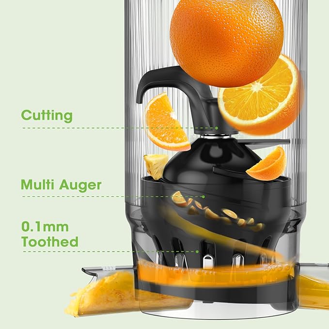 Juicer Machines, 5.3" Wide Feed Chute Cold Press Juicer for Whole Vegetables & Fruits, High Juice Yield, BPA Free (Slivery)