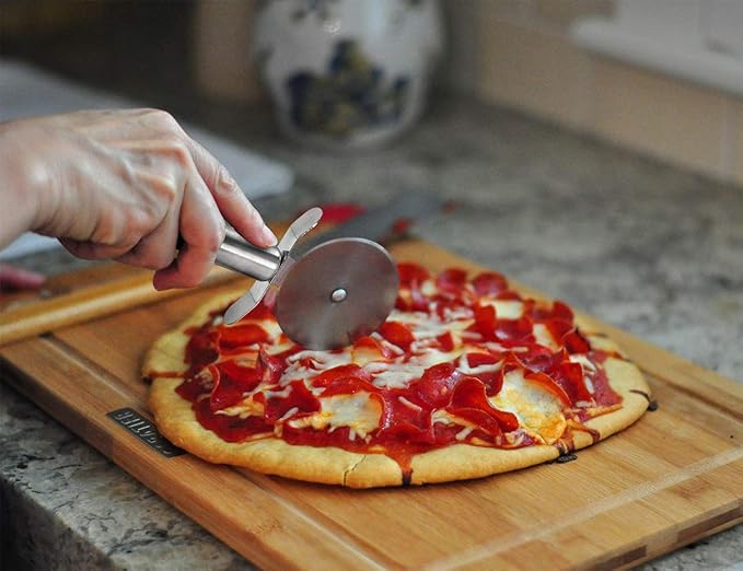 Onlyfire 4-Piece Pizza Stone Set – 15" Round Cordierite Baking Stone for Oven & Grill, 14"x16" Pizza Peel, Stainless Steel Spatula & Cutter – Complete Pizza Making Kit for Crispy Crust, Bread, BBQ
