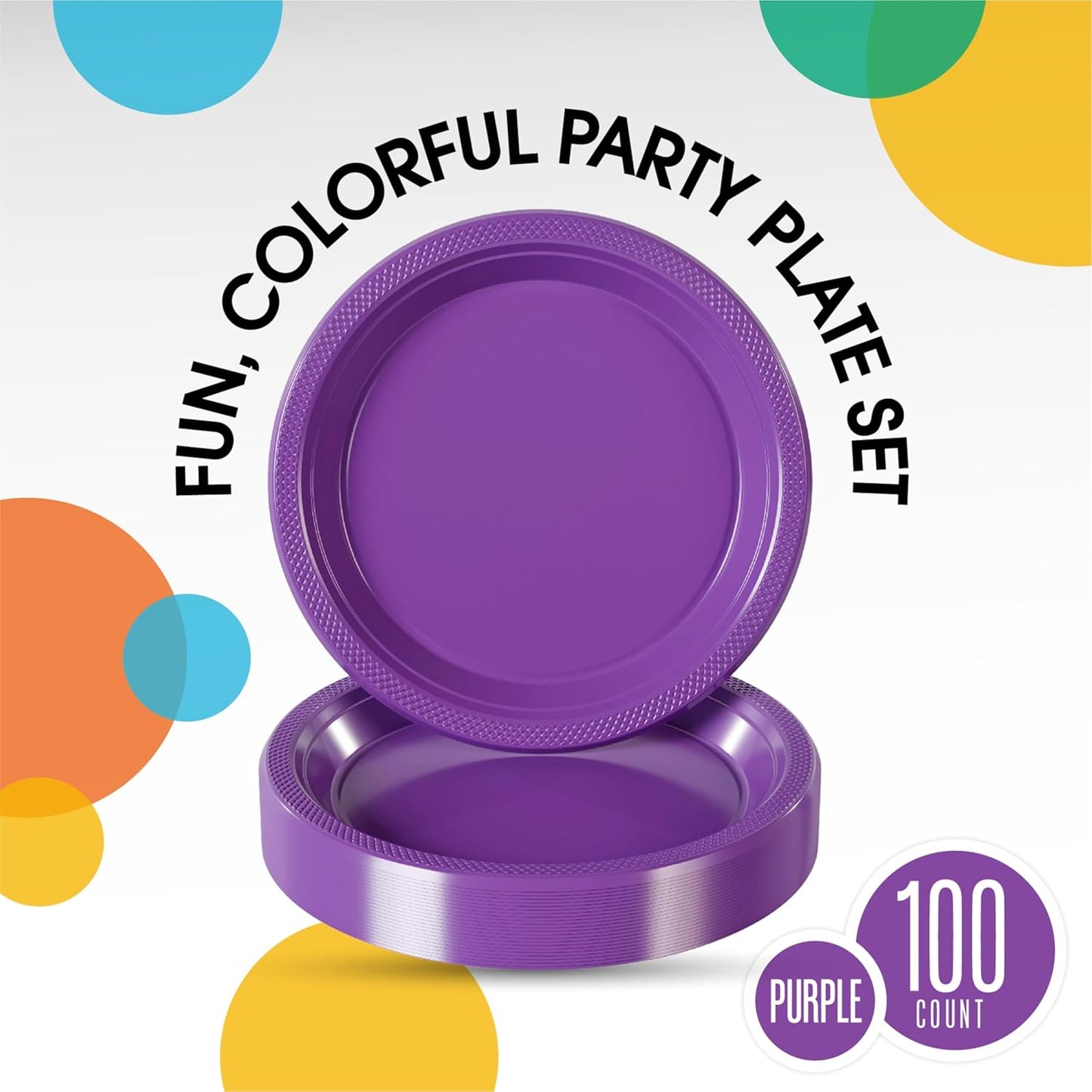 Exquisite Party Solids Purple Plastic Plates For Party 10" Purple Disposable Plates Heavy Duty Supplies 100 Pcs Plastic Dinnerware Sets Heavy Duty 350 GSM Disposable Dinnerware Set