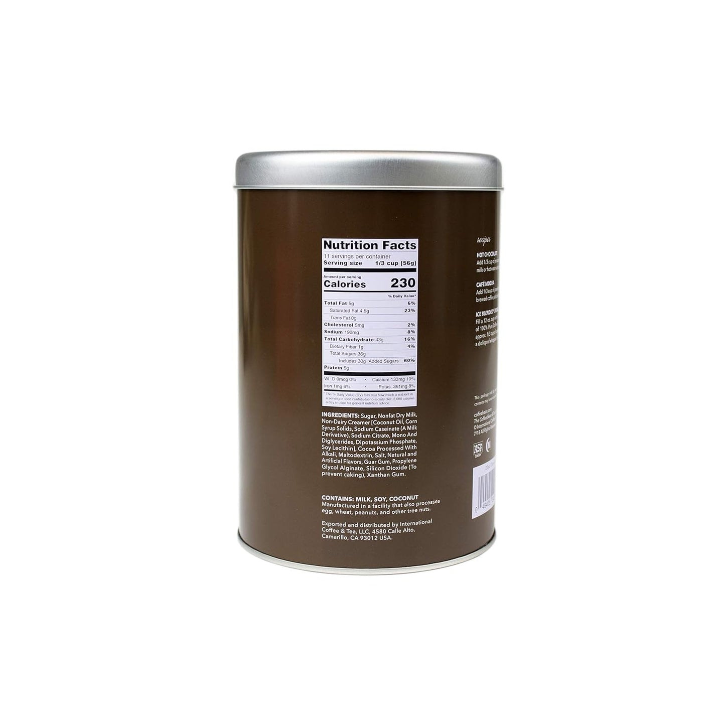 The Coffee Bean & Tea Leaf, Dutch Chocolate Creamer for Coffee, Lattes, and Drinks Powdered Creamer, 22oz. Tin