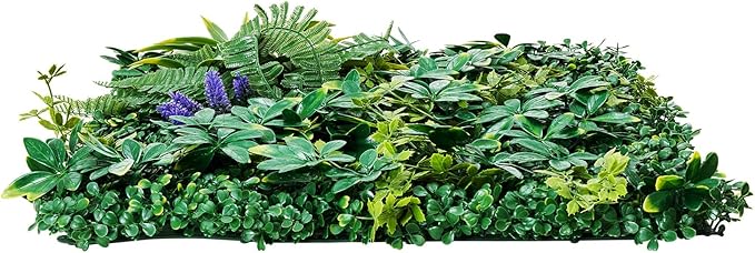 VEVOR Artificial Grass Wall Panels, 8 PCS 20 x 20 inch, 3D Combination Greenery Boxwood Panel for Indoor Outdoor Green Decor & Ivy Fence Covering, Privacy Backdrop Wall Hedge Screen for Garden