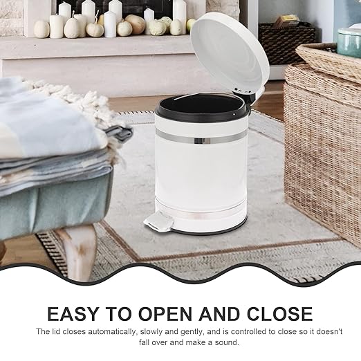 MAGICLULU Iron Foot Pedal Trash Can with Lid, 12l Round Household Waste Container, Multi-Function Bathroom Garbage Bin for Home and Office Use