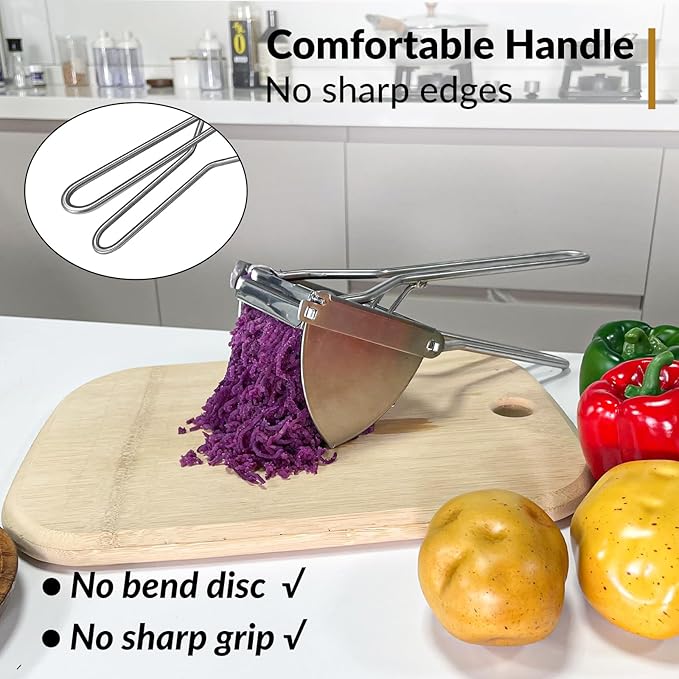 Potato Ricer, Larger 22 oz Heavy Duty Potato Masher Stainless Steel Make Fluffy Mashed Potatoes, Easy to Clean and Comfort Handle Ricer For Mashed Potatoes for Baby Food, Fruit juices
