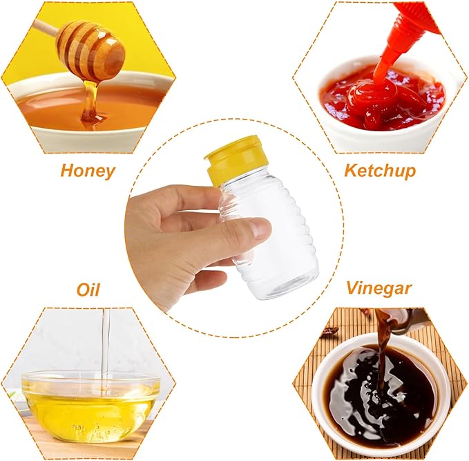30 Pack Plastic Honey Jar Clear 5 oz Empty Squeeze Honey Bottles with Flip Top Lid, Refillable Honey Squeeze Containers for Storing and Dispensing