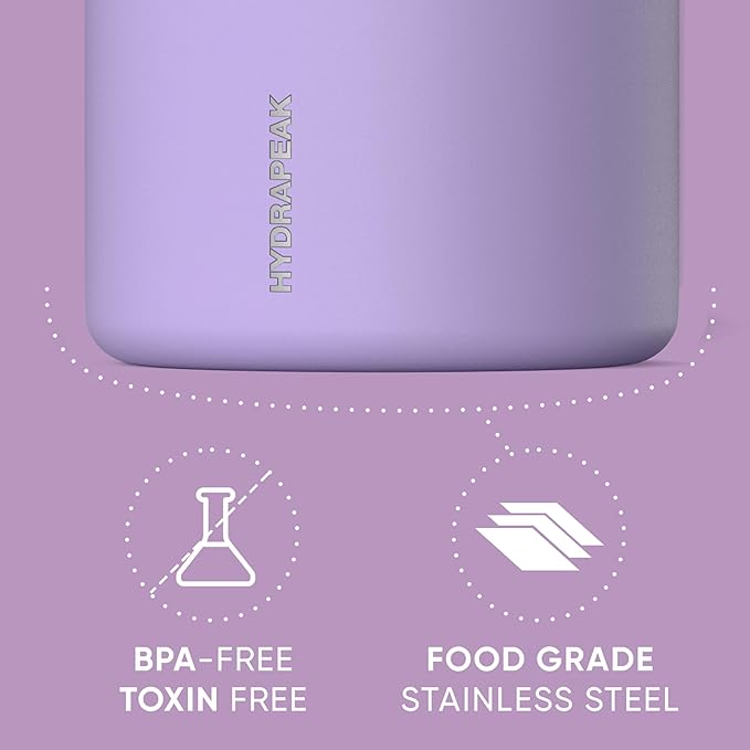 Hydrapeak 18oz Stainless Steel Vacuum Insulated Food Jar for Hot Food and Cold Food, Wide Mouth Leak-Proof Soup Jar for Adults, 10 Hours Hot and 16 Hours Cold (Lavender)