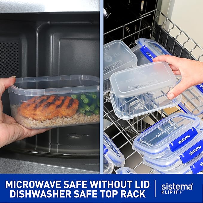Sistema KLIP IT Food Storage Container,5 L,Airtight & Stackable,BPA-Free,Clear with Blue Clips,(Pack of 4)