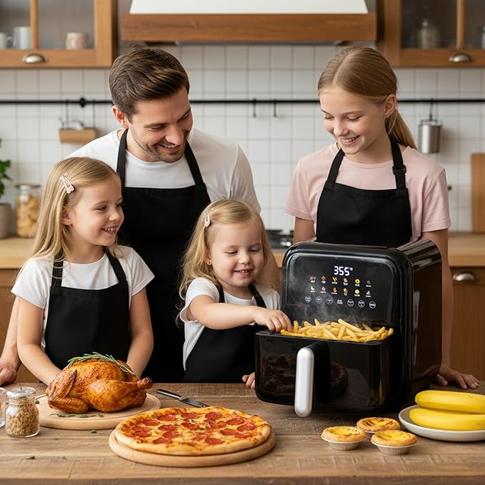 HealSmart 7.5QT Large Air Fryer with Visible Window, 12-in-1 Digital Preset & Custom DIY Functions, Precise Temp Control, Dishwasher Safe Components, Black