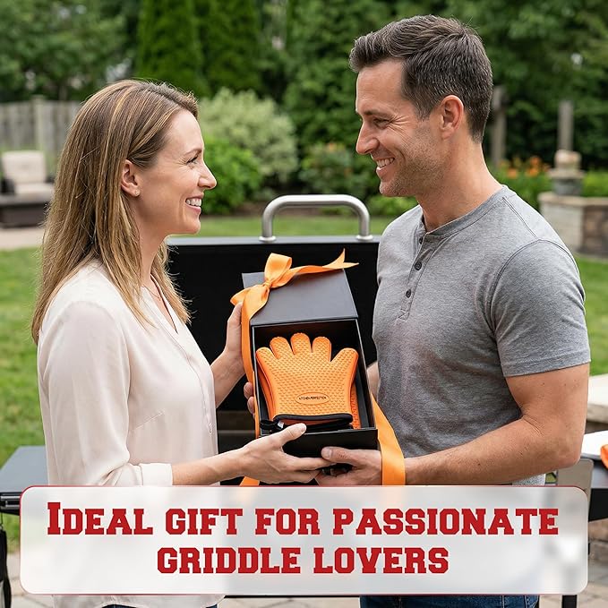 KITCHEN PERFECTION XL Silicone Oven & Griddle Gloves -Extreme Heat Resistant BBQ & Grilling Gloves -Handle Hot Food Right on Your Griddle |Waterproof Oven Mitts Grill Gloves |Superior Set+3 Bonuses